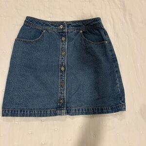 Denim Button-Front Skirt